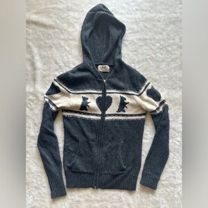 Juicy Couture Charcoal Gray & Cream Heart Zip Hoodie